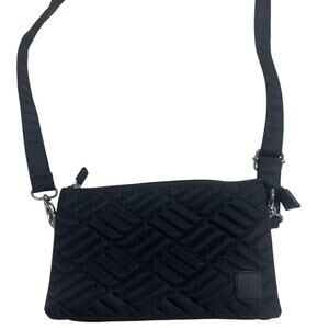 IHKWIP Triple Entry Quilted Crossbody Wristlet Strap Black Travel Vacation Purse